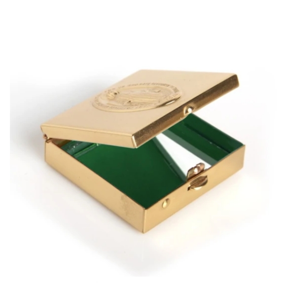 🍀 Virgins Saints & Angels Gold & Green Mirrored Trinket Box NEW! - Picture 2 of 7